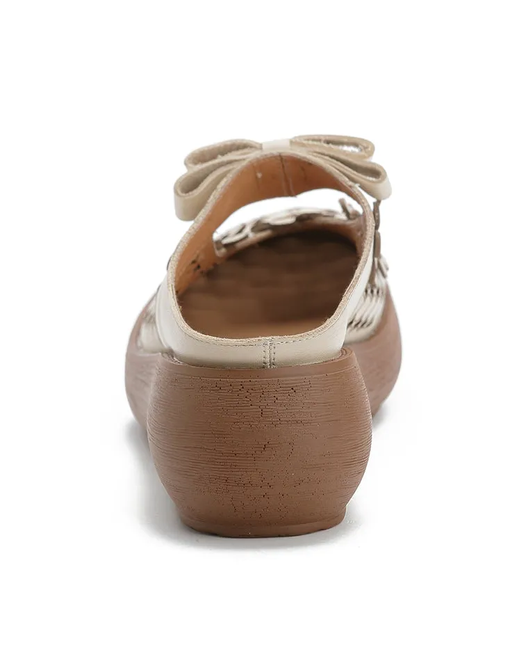 Wide Head Soft Sole Summer Hollow Platform Slippers