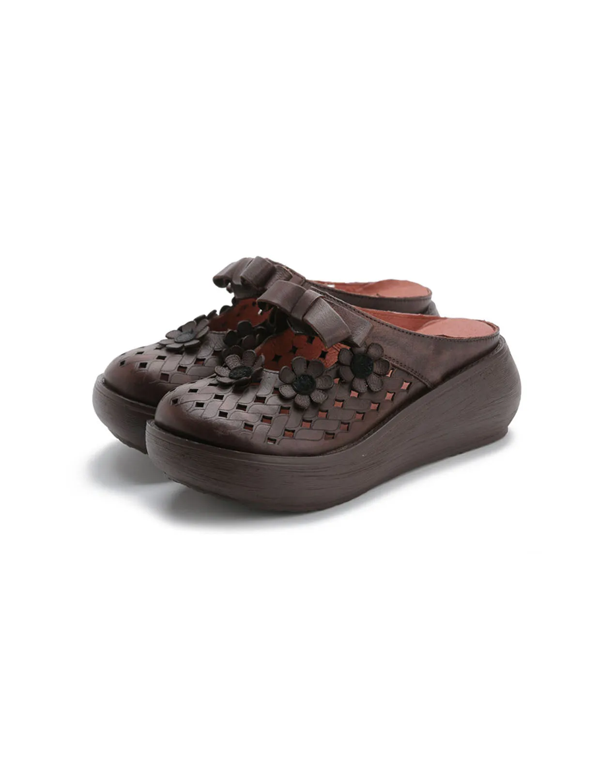Wide Head Soft Sole Summer Hollow Platform Slippers