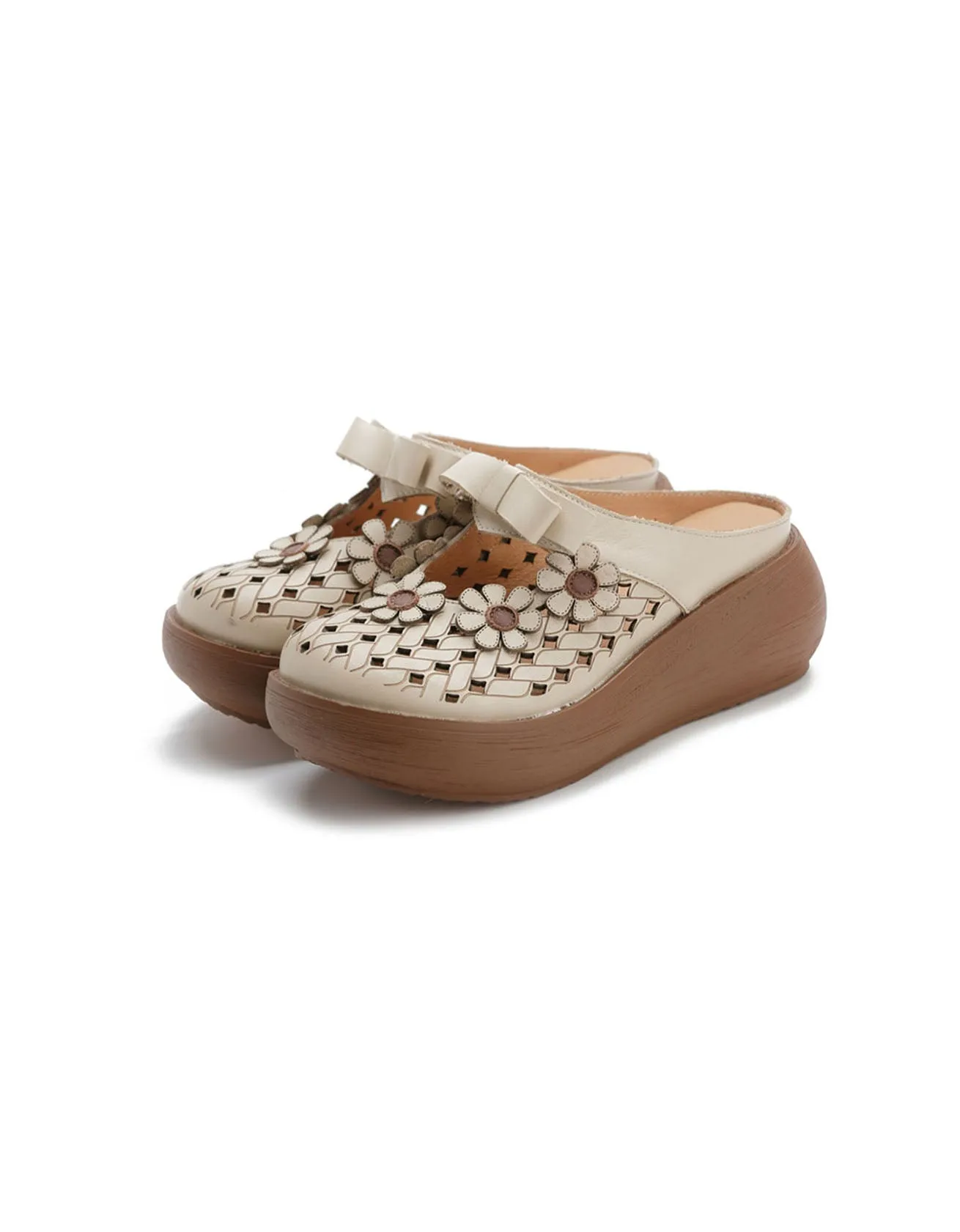 Wide Head Soft Sole Summer Hollow Platform Slippers