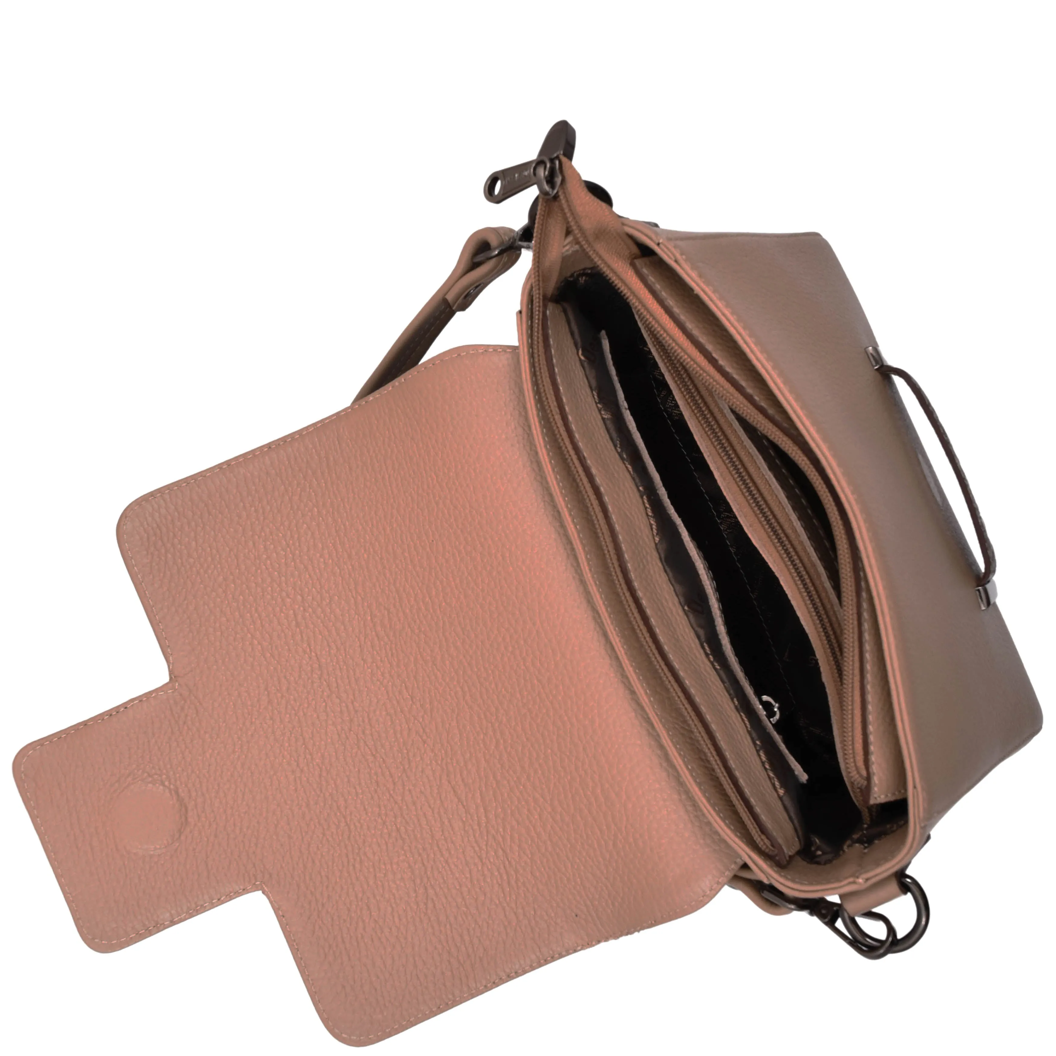 Womens Leather Messenger Bag Croc Trim Cross Body Fashion Handbag A2045 Taupe