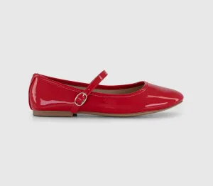 Womens Office Flower Mary Jane Ballerinas Red Patent