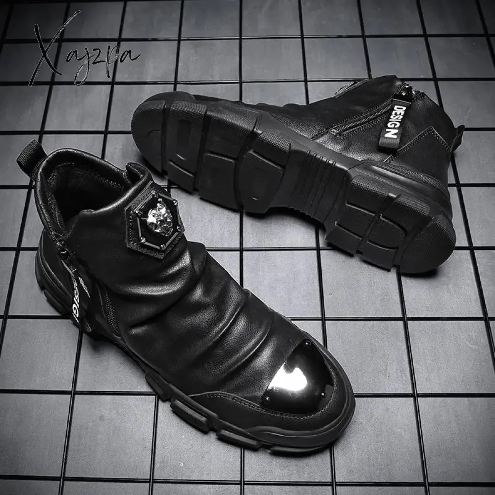 Xajzpa Trend Shoes Men Shoes Luxury Men's Boots High Quality Mens Casual For Top Safety Chelsea Chunky Sneakers Board Winter