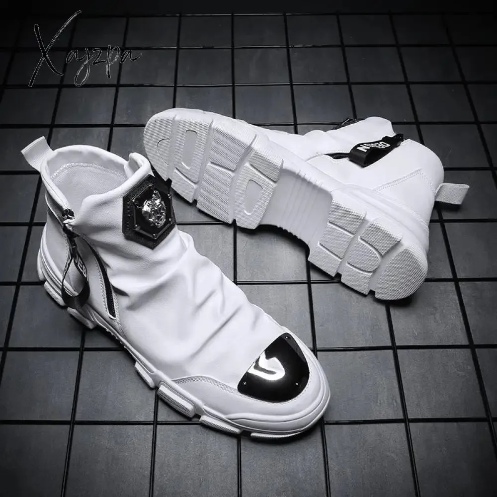 Xajzpa Trend Shoes Men Shoes Luxury Men's Boots High Quality Mens Casual For Top Safety Chelsea Chunky Sneakers Board Winter