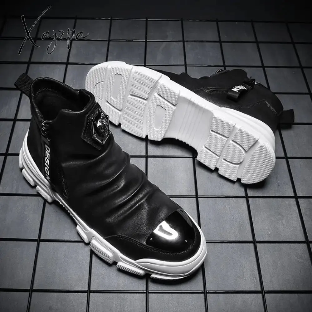 Xajzpa Trend Shoes Men Shoes Luxury Men's Boots High Quality Mens Casual For Top Safety Chelsea Chunky Sneakers Board Winter