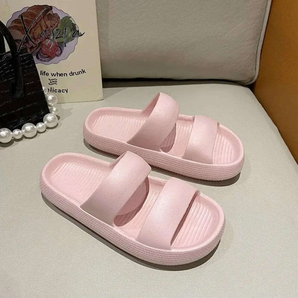 Xajzpa - Unisex Thick Sole Slipper Fashion Beach Sandals Men Women Slipper Anti-Slip Waterproof Sandals Flip Flops Women Men Casual Shoes