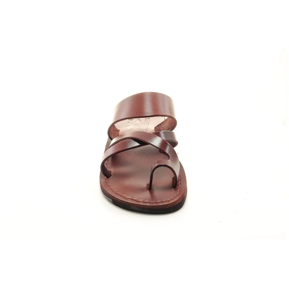 Zidim - Black leather toe ring slip-on sandal